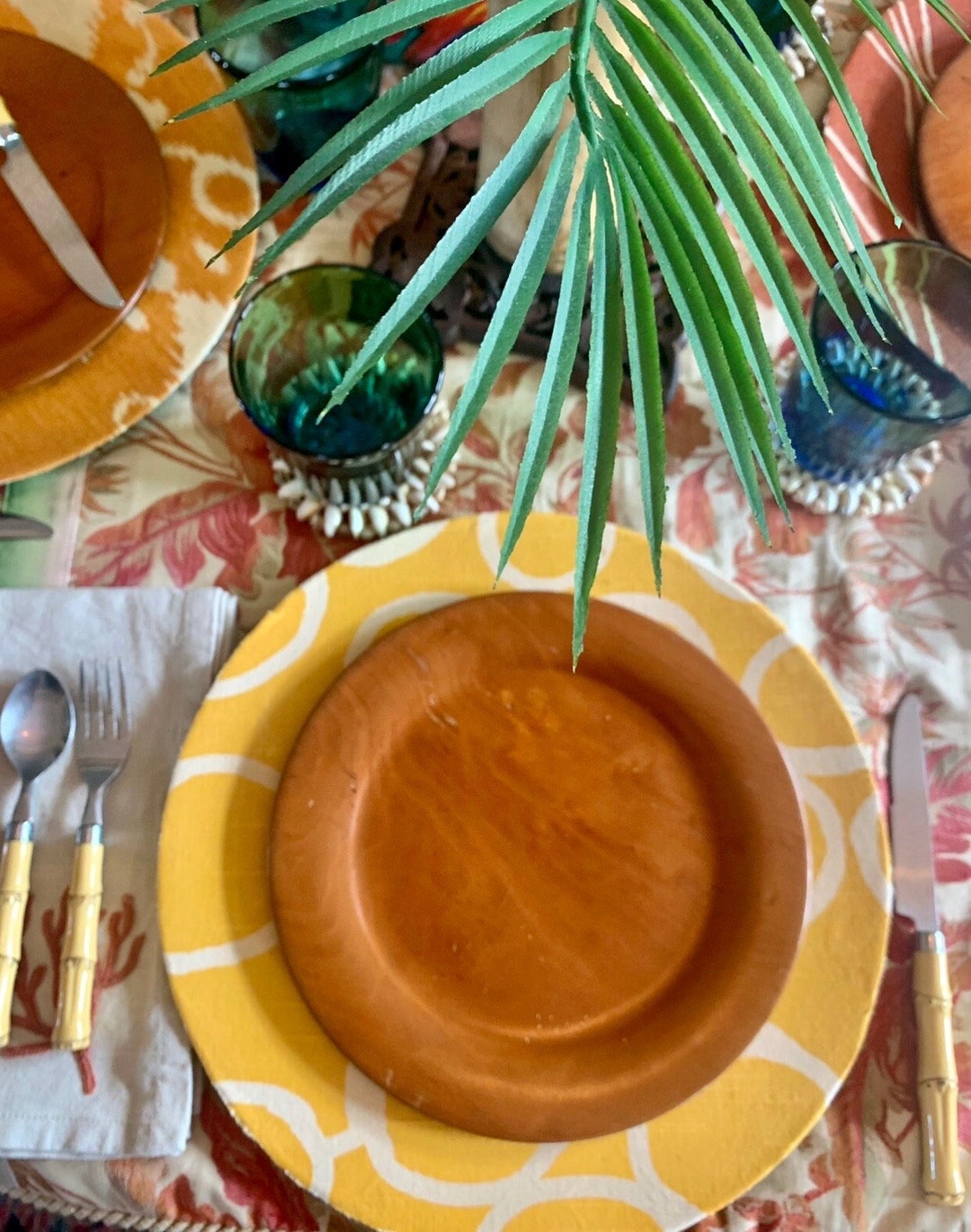 Vintage Wood 9.5 Brown Plates Set 12 Boho Dinner Plates Etsy