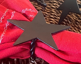 Black Metal Star Napkin Rings Set of 8 Matte Black Metal Napkin Rings Stars For Memorial Day 4th Of July Picnic Gift Dining Patriotic Gift