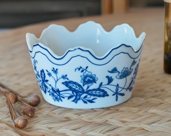 Blue & White Porcelain Cache Pot Vista Alegre Margão Pattern Flower Pot Vase for Dining Housewarming Anniversary Hostess Collection Portugal