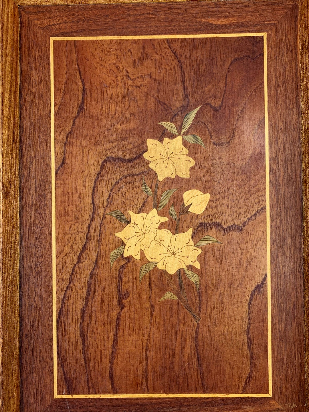 Wood Serving Tray Marquetry Tray Wood Inlay Tray Wooden Floral Etsy