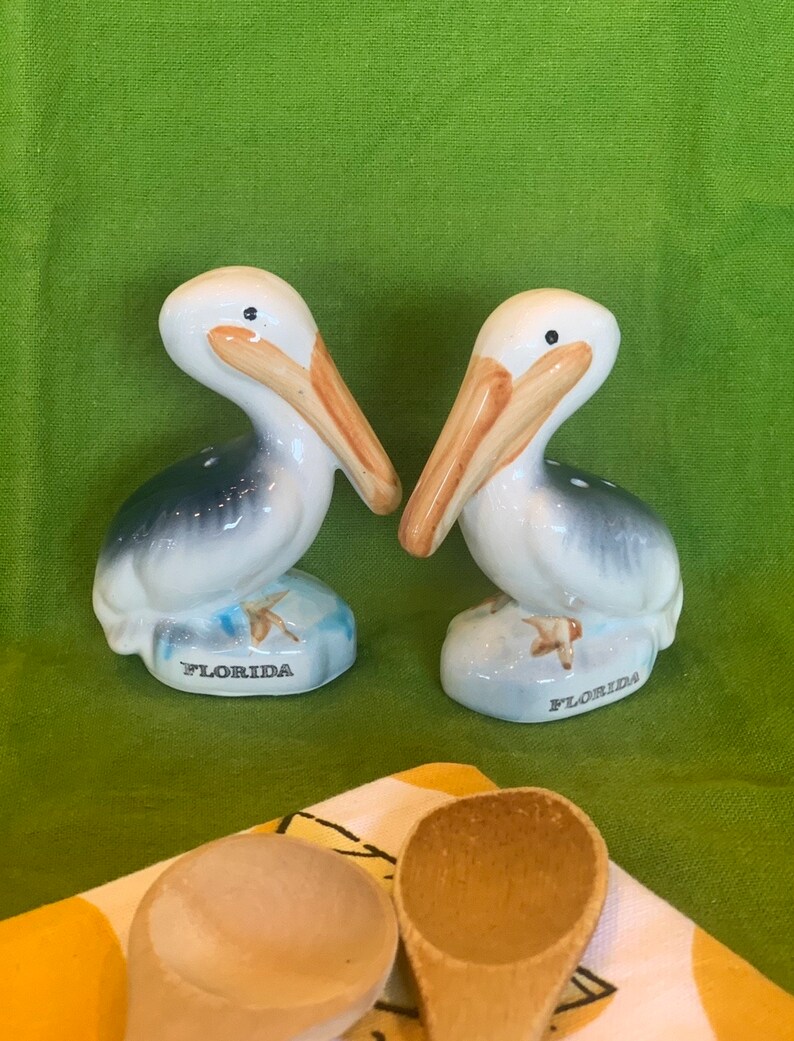 Vintage Florida Pelican Salt Pepper Ceramic Florida Souvenir Kitchen