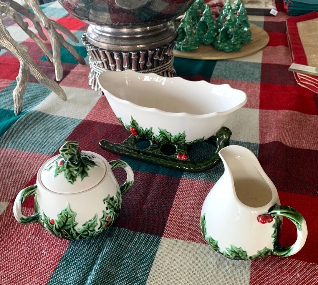 Vintage Christmas Gravy Boat Sleigh Sled Creamer & Lidded Etsy