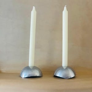 Modern Metal Nambé Candle Holder Set Vintage Aluminum Contemporary Candlesticks Abstract Nambé Candle Holder Set For Display Or Collection