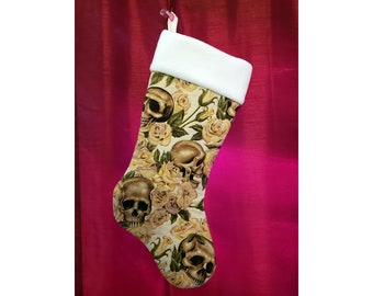 Bas de Noël avec des têtes de mort et des roses - Personnalisable