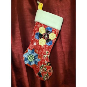 Snowflakes Patchwork Christmas Stocking
