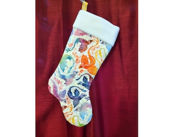 Dragons Christmas Stocking - Rainbow version - Customizable