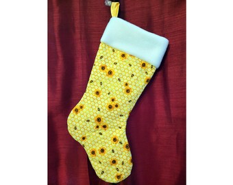 Bees Christmas Stocking Embellished with or without Metal Charms - Customizable