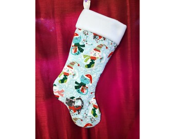Festive Cats Christmas Stocking - Customizable