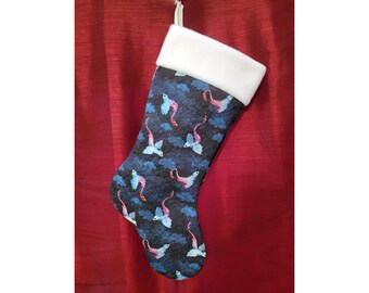 Dragons Christmas Stocking - Dark blue and pink version - Customizable