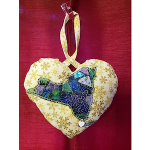Quilted New York State Christmas Ornament Customizable with Metal Charm