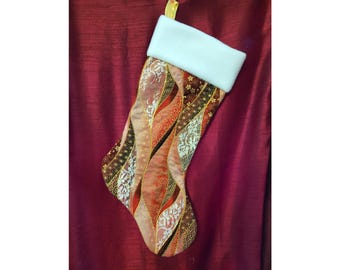 Elegant Gold and Lace Christmas Stocking - Customizable