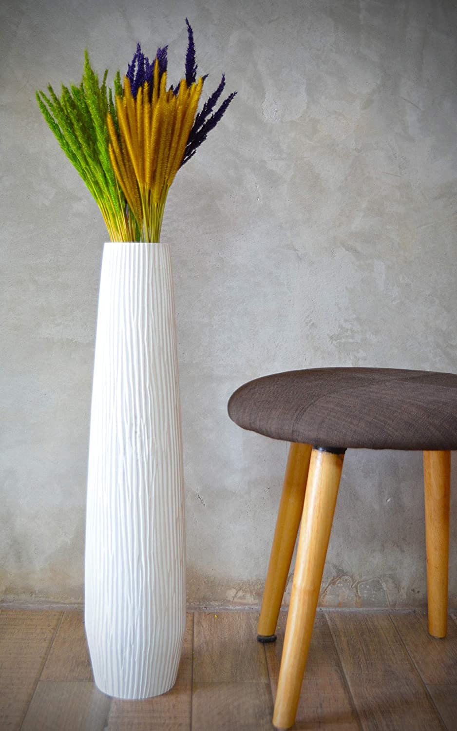 Modern White Wood Floor Vase Decorative Vase Modern Vase Etsy UK