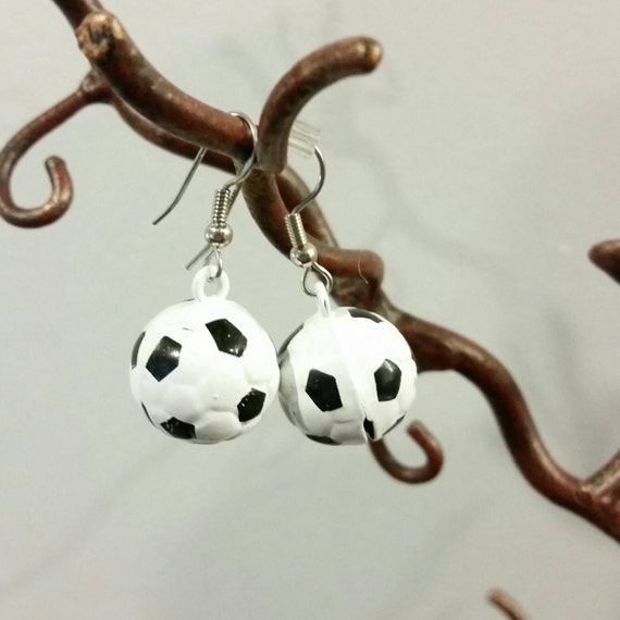 Items similar to Soccer ball earings, bells, they jingle, perfect for