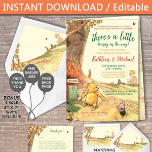 NEW! Country Classic Winnie the Pooh Baby Shower Invite / Instant Download Editable / Invitation / Thank you / Gender Neutral / girl boy