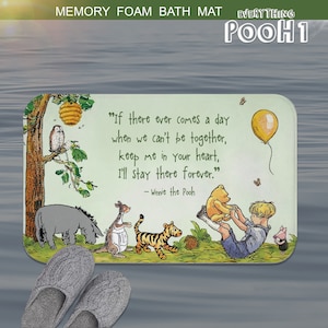 Winnie the Pooh BATH MAT Green FRIENDS Pooh Quote (&quot;If there ever ...&quot;) Baby Shower Gift Bathroom Decor First Birthday Nursery Decor