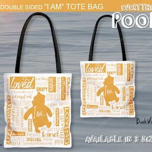 POOH Tote Bag   &quot;I AM&quot; INSPIRATIONAL Affirmations Winnie the Pooh Tote Bag For Shopping, Book bag, Baby Shower Gift for student teacher gift