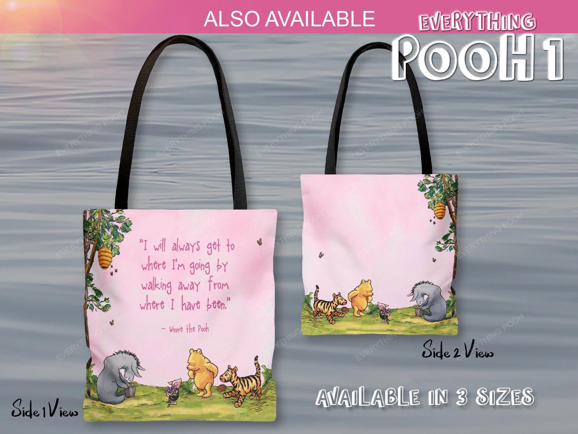 Winnie the Pooh TOTE Bag Pink FRIENDS Pooh Quote ( display picture 1