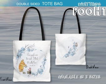 Winnie the Pooh TOTE Bag FOLIAGE BLUE Pooh Quote ("Some people care ... ") Baby Shower Gift Nursery Birthday Gift for Student Teacher Gift