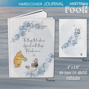 Winnie the Pooh DIARIO FOLLAJE AZUL Cita de Pooh ("Las cosas que ...") Regalo de baby shower Maestro Amistad Mamá Cartas a hijo o hija