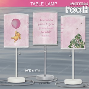 Winnie the Pooh LAMP Pink BALLOON Pooh Quote (&quot;You are braver ...&quot;) Nursery Decor Baby Shower Gift Student Teacher Gift Friendship Unisex