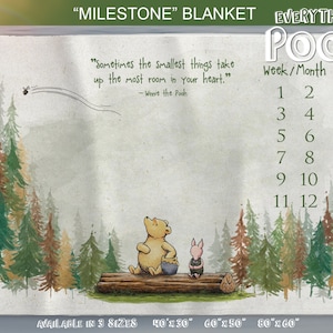 Winnie the Pooh MILESTONE BLANKET RUSTIC Classic Pooh Quote ("Sometimes the smallest ...") Newborn Baby Shower Gift Boy Girl Rustic