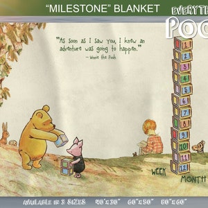 Winnie the Pooh MILESTONE BLANKET COUNTRY Classic Pooh Quote ("As soon as I saw you ...") Newborn Baby Shower Gift Boy Girl Nursery Twins