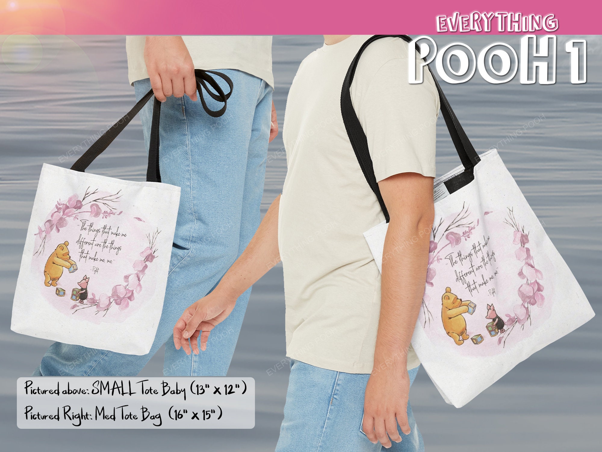 Loungefly Winnie the Pooh Colorful Tote Bag with Inspirational Quote Loungefly Disney Winnie The Pooh & Friends Hearts  main image 2