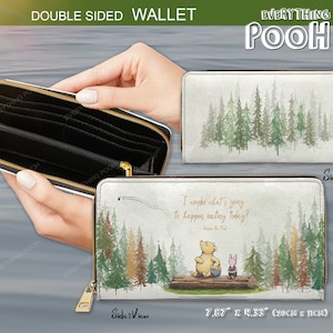 Winnie the Pooh WALLET RUSTIC Pooh Quote (&quot;I wonder what&#39;s ...&quot;) Birthday Gift Nursery Baby Shower Gift Student Teacher Gift Friendship