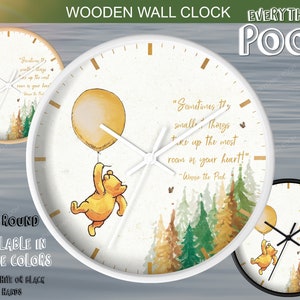 Winnie the Pooh Wall Clock RUSTIC BALLOON Classic Pooh Quote (&quot;Sometimes the smallest ...&quot;) Nursery Bedroom Decor / Baby Shower Gift