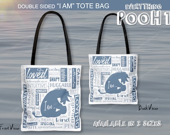 EEYORE Tote Bag "I AM" INSPIRATIONAL Affirmations Winnie the Pooh Tote Bag For Shopping, Book bag, Baby Shower Gift for student teacher gift