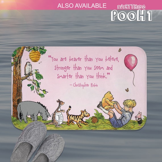 Winnie the Pooh BATH MAT Pink FRIENDS Pooh Quote if You Live  Baby Shower  Gift Bathroom Decor First Birthday Nursery Decor 