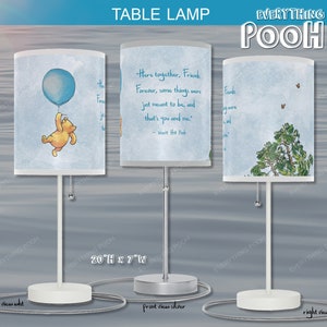 Winnie the Pooh LAMP BLUE BALLOON Pooh Quote (&quot;Here together friends ...&quot;) Nursery Decor Baby Shower Gift Teacher Gift Friendship Unisex