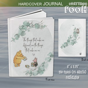 Winnie the Pooh DIARIO FOLLAJE VERDE Cita de Pooh ("Las cosas que ...") Regalo de baby shower Maestro Amistad Mamá Cartas a hijo o hija