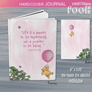Winnie the Pooh JOURNAL PINK BALLOON Pooh Quote (&quot;Life is a ...&quot;) Baby Shower Teacher Gift Friendship  New Mom Letters to son or daughter