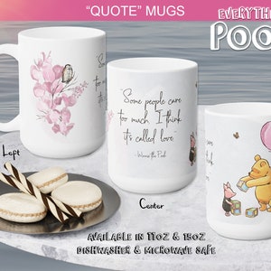 Classic Winnie the Pooh  11/15oz PINK FOLIAGE Pooh Quote Mug (&quot;Some people care...&quot;) Ceramic Mug / Tea Pooh Quotes / Coffee Mug Baby Shower