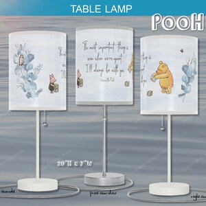 Winnie the Pooh LAMP FOLIAGE BLUE Pooh Quote (&quot;The most important ...&quot;) Nursery Decor Baby Shower Gift Teacher Gift Friendship Unisex