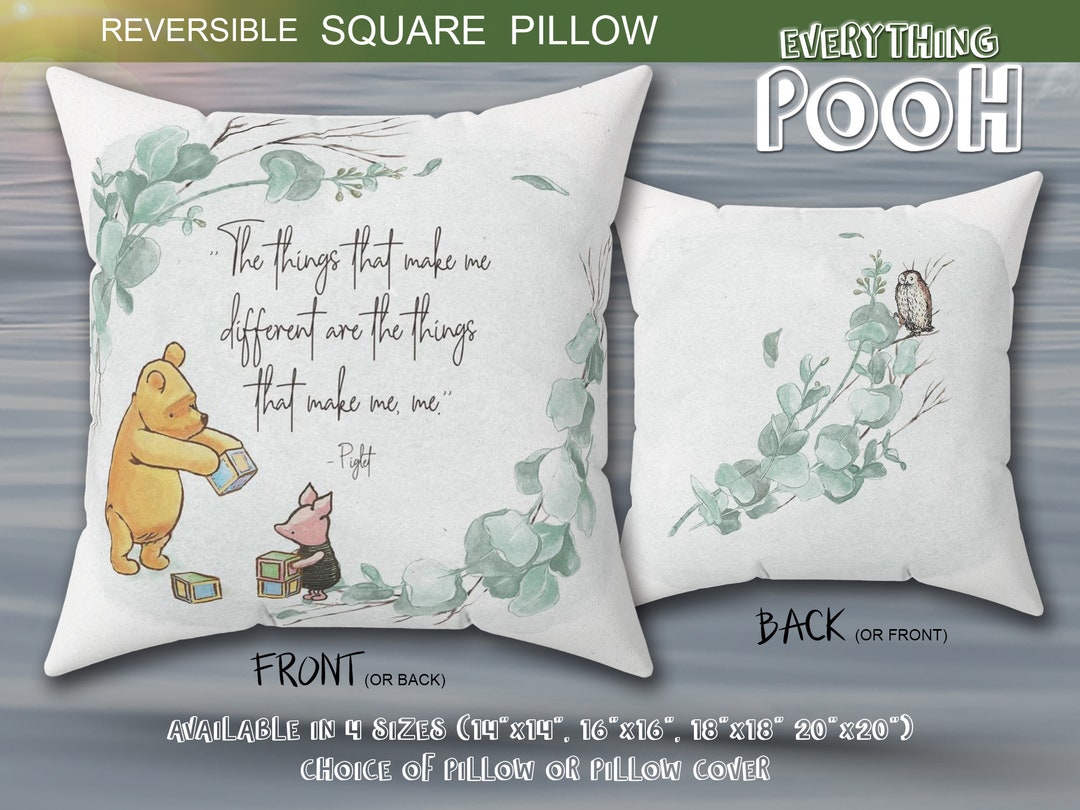 Winnie the Pooh Pillow GREEN FOLIAGE Pooh Quote the Things That