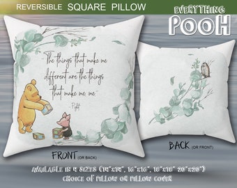 Winnie the Pooh Pillow GREEN FOLIAGE Pooh Quote ("The things that ... ") Nursery Decor Bedroom Pillow For Baby Shower Gift for baby nursery