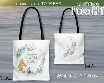 Winnie the Pooh TOTE Bag FOLIAGE GREEN Pooh Quote ("Some people care ... ") Baby Shower Gift Nursery Baby Shower Student Teacher Gift