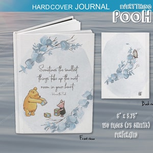 Winnie the Pooh DIARIO FOLLAJE AZUL Cita de Pooh ("A veces el más pequeño ...") Baby Shower Regalo Maestra Mamá Cartas a hijo o hija