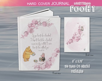 Winnie the Pooh JOURNAL PINK FOLIAGE Citação de Pooh ("Se você viver ...") Presente de chá de bebê Professor Amizade Nova mãe Cartas para filho ou filha