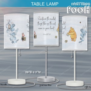Winnie the Pooh LAMP FOLIAGE BLUE Pooh Quote (&quot;Sometimes the smallest ...&quot;) Nursery Decor Baby Shower Gift Teacher Gift Friendship Unisex