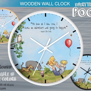 Winnie the Pooh Clock FRIENDS ORIG Pooh Quote (&quot;As soon as ...&quot;) Winnie Piglet / Nursery / Bedroom / Home Decor / Baby Shower Gift Tigger