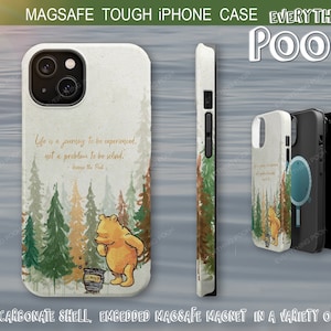 Winnie the Pooh iPhone Case RUSTIC Pooh Quote ("Life is a journey ...") MagSafe Tough Case 13 iPhone 14 Shower Gift for mom friendship