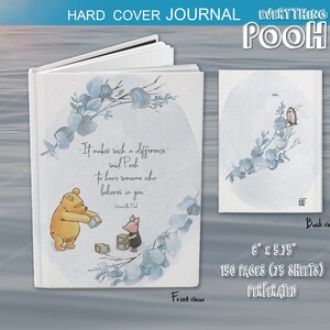 Winnie the Pooh DIARIO FOLLAJE AZUL Cita de Pooh (&quot;Hace tal...&quot;) Regalo de baby shower Maestro Amistad Nueva mamá Cartas a hijo o hija