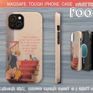 Winnie the Pooh iPhone Case STAIRS Pooh Quote ("I think we ...") MagSafe Tough Case 13 iPhone 14 Baby Shower Gift for mom friendship