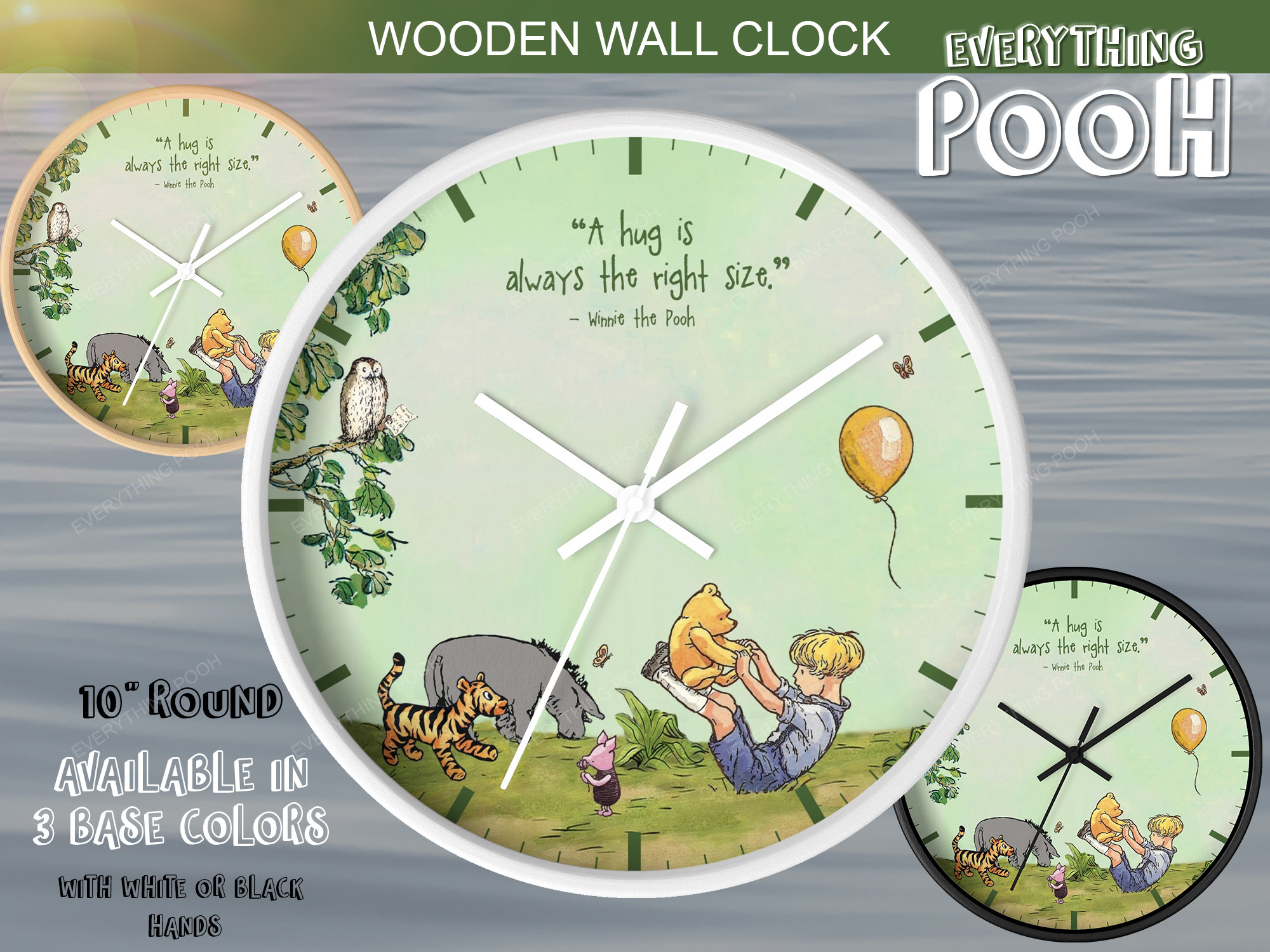 Winnie the Pooh 掛時計 Disney Winnie the Pooh Wooden Clock 34cm｜ディズニー プーさん 木製
