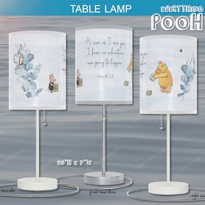 Winnie the Pooh LAMP FOLIAGE BLUE Pooh Quote (&quot;As soon as ...&quot;) Nursery Decor Baby Shower Gift Teacher Gift Friendship Unisex