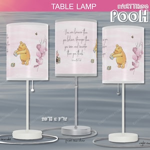 Winnie the Pooh LAMP FOLIAGE PINK Pooh Quote (&quot;You are braver ...&quot;) Nursery Decor Baby Shower Gift Teacher Gift Friendship Unisex