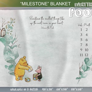 Winnie the Pooh MILESTONE BLANKET  FOLIAGE Green Pooh Quote ("Sometimes the smallest ...") Newborn Baby Shower Gift Girl Boy Twins / New Mom